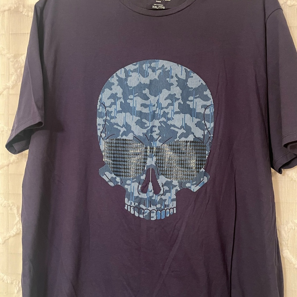 Karl Lagerfeld Blue Artistic Skull Tee